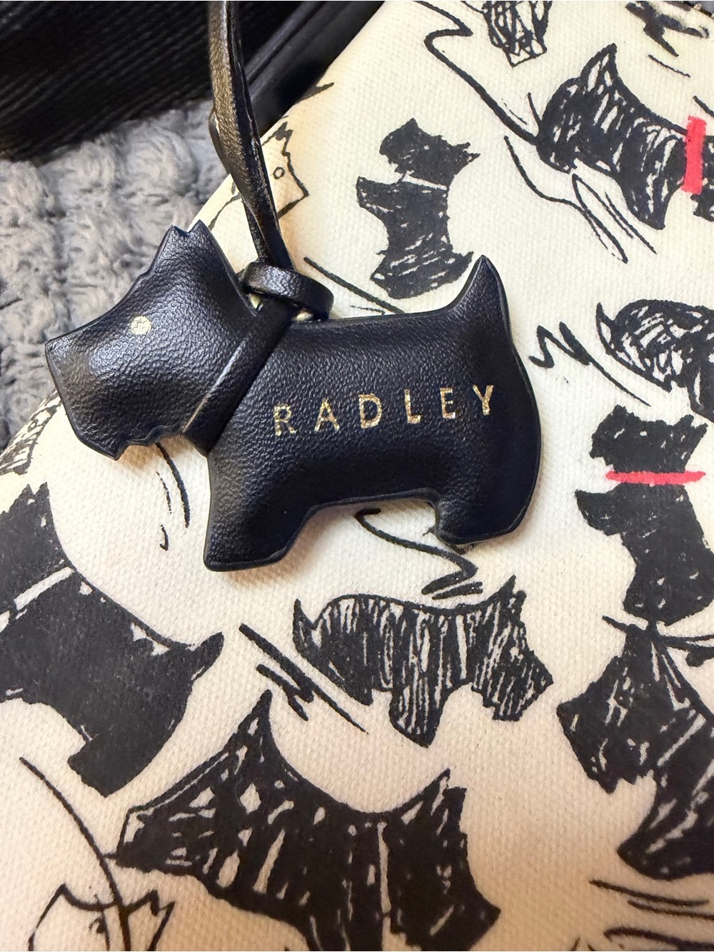RADLEY LONDON Cream Crossbody Bag with Black Scotty Dog Print and Red Accents - Picture 3 of 11